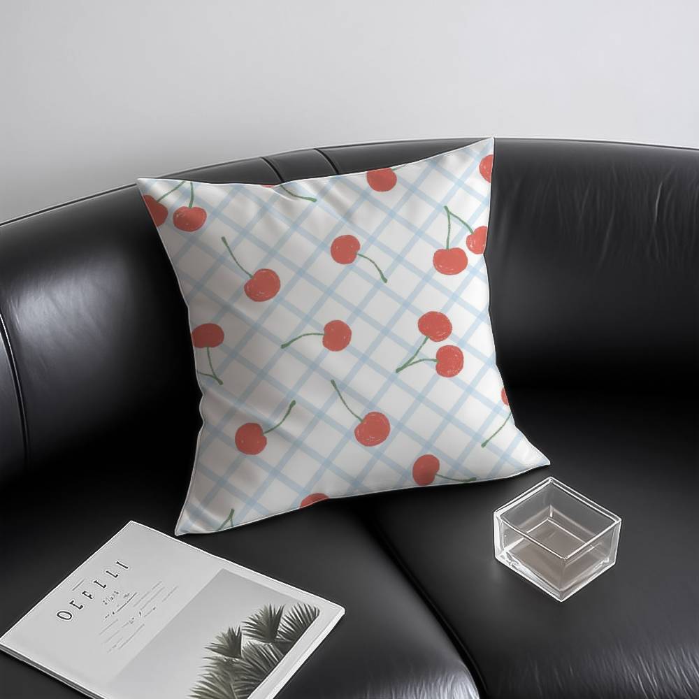 Cherry-patterned Floral Print Pillow Case Anti-dustmite Invisible Zipper Sofa Bed