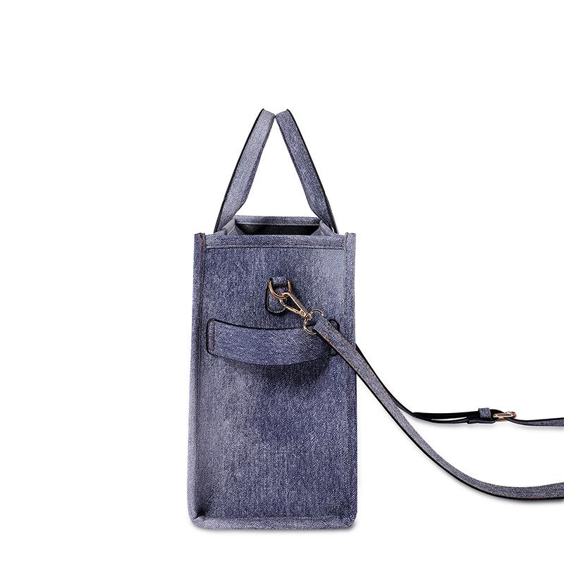 Geantă Tote & Crossbody din Denim Gradient PU cu Capacitate Mare - Modă Trendy pentru Femei