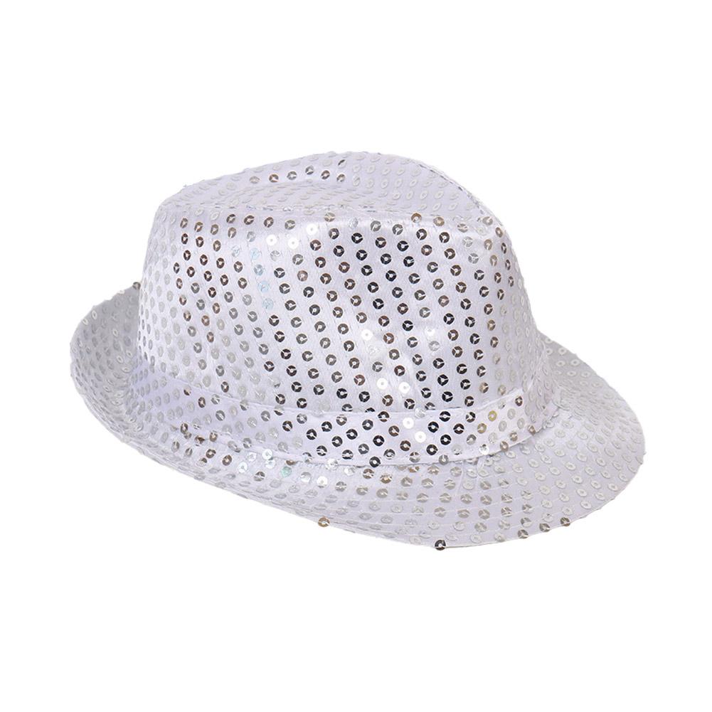 Kapelusz Jazzowy Brokatowe Cekiny Czapki Kowbojskie Rekwizyt do Odgrywania Ról Błyszczące Koraliki Kostium Męski na Występ Imprezę P5N5