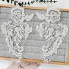 White Handmade Beads Car Bone Flower Exquisite Embroidery Applique Cheongsam Wedding Dress Pair Flower Decoration Accessories Cloth Sticker