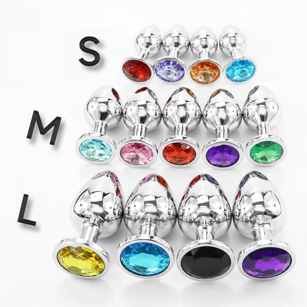 Color Blind Box Stainless Steel Metal Crystal Anal Plug Anal Prostate Stimulator , Unisex Adult Sexy Sex Toys , Sex Toys
