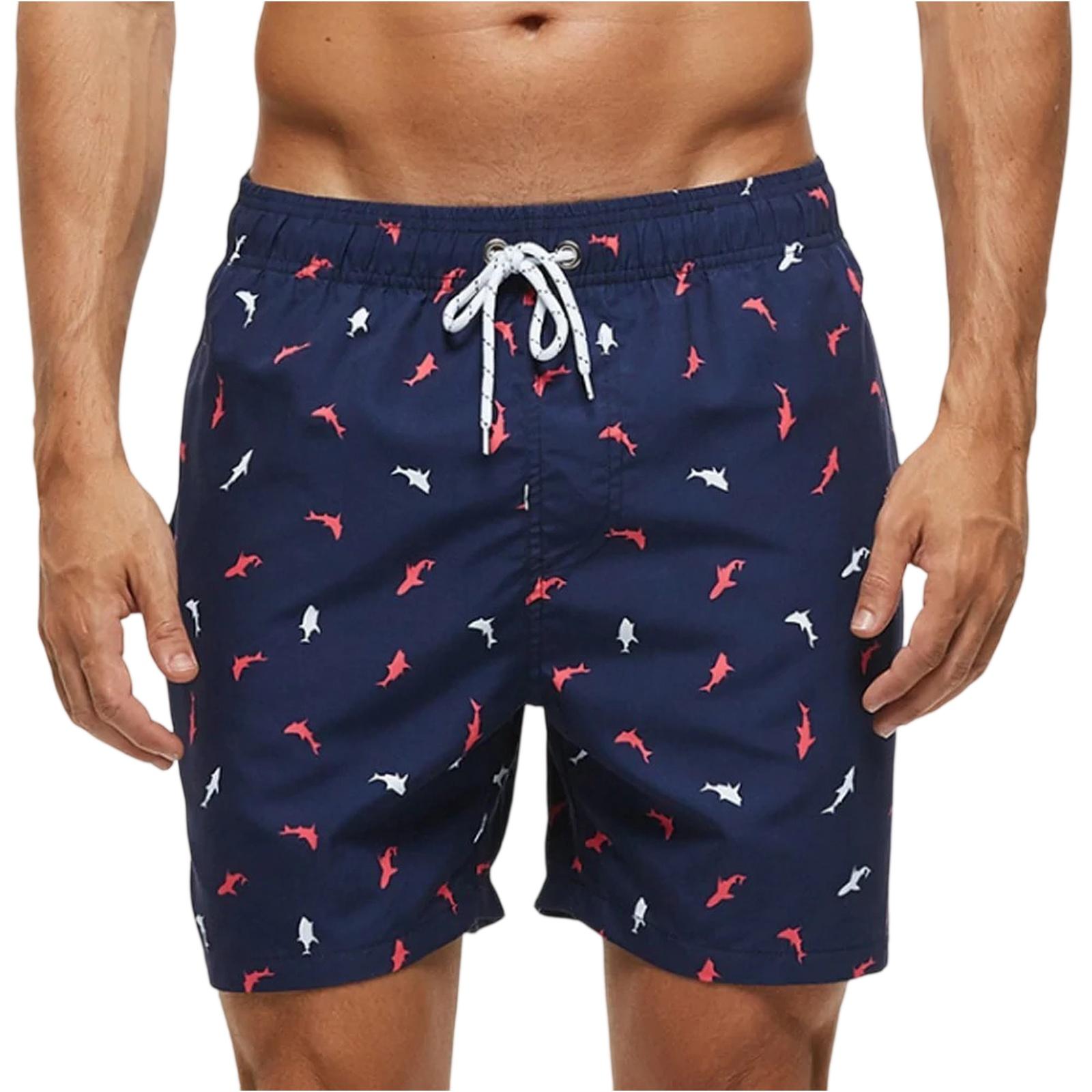 

Men s Quick Dry Swim Trunks with 3D Shark Print Elastic Waistband and Adjustable Drawstring for Beach and Poolwear XL