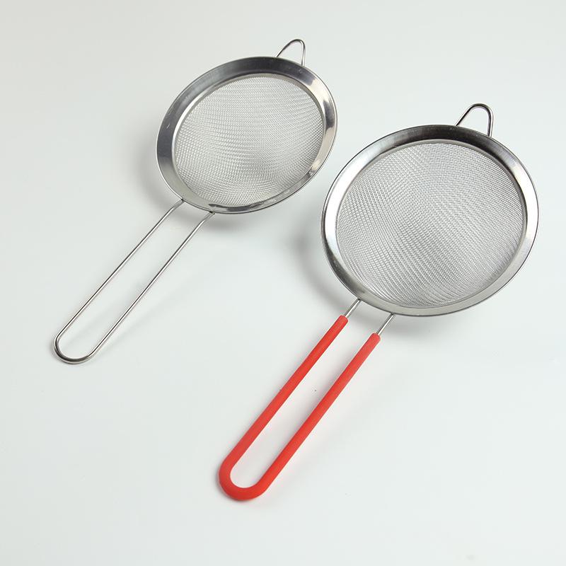 Silicone Handle Stainless Steel 30-Mesh Flour Sieve & Strainer Tool