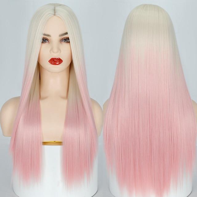 

MISSQUEEN 26-дюймовый длинный волнистый синтетический розовый парик с эффектом омбре для косплея, женские парики из высокотемпературного волокна 26inches&China