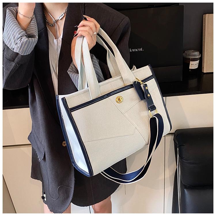 Denim Handbag Bag Women's New Fashion Contrasting Color Splicing Shoulder Messenger Bag Commuter Casual Tote Bag