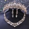 DIEZI Fashion New Luxury Crystal Tiara Crowns For Women Wedding Party Elegant Bridal Bride Rhinestone Crown Necklace Earrings