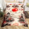 Japanese Landscape Duvet Cover Set For Teens Adults Queen Quilt Covers Lightweight Down 2 Pillowcases 1 Duvet Cover No Comforter