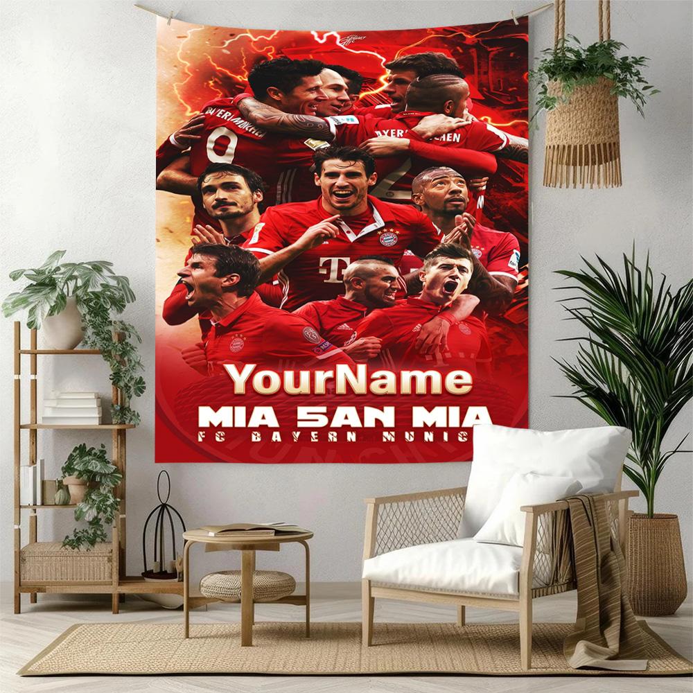 Bayern Munich Custom Your Name Wall Decor Tapestry Art For Pet Memorial Birthdaywedding Party Backdrop Family Gift
