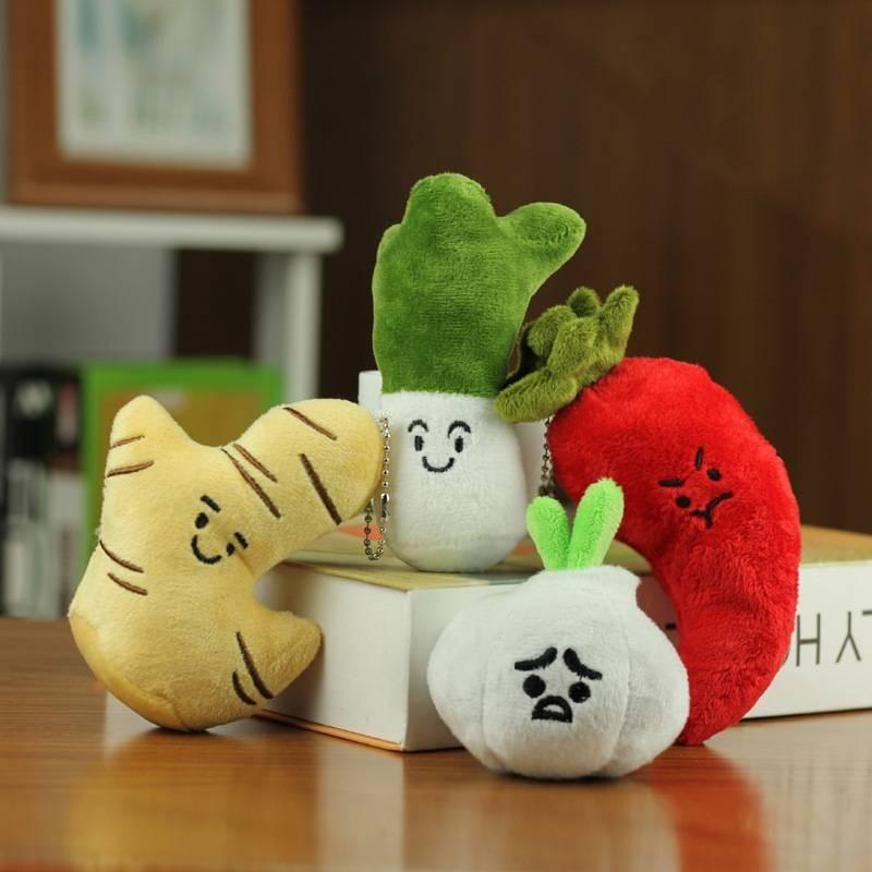 Realistic Plush Garlic Keychain Stuffed Vegetable Toy Cute Mini Bag Charm 8-16 Cm