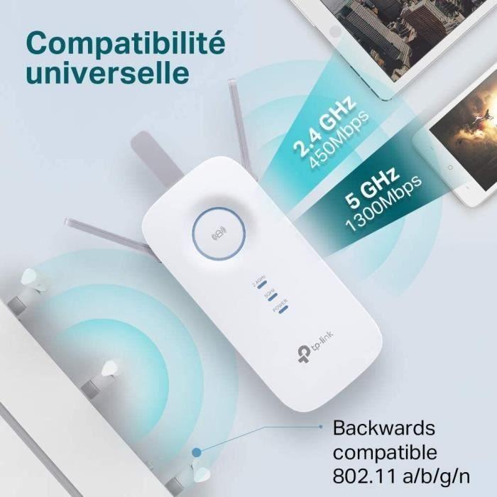 Répéteur WiFi Puissant AC1750 Mbps - TP-Link RE450 - Double bande - Compatible avec toutes les box