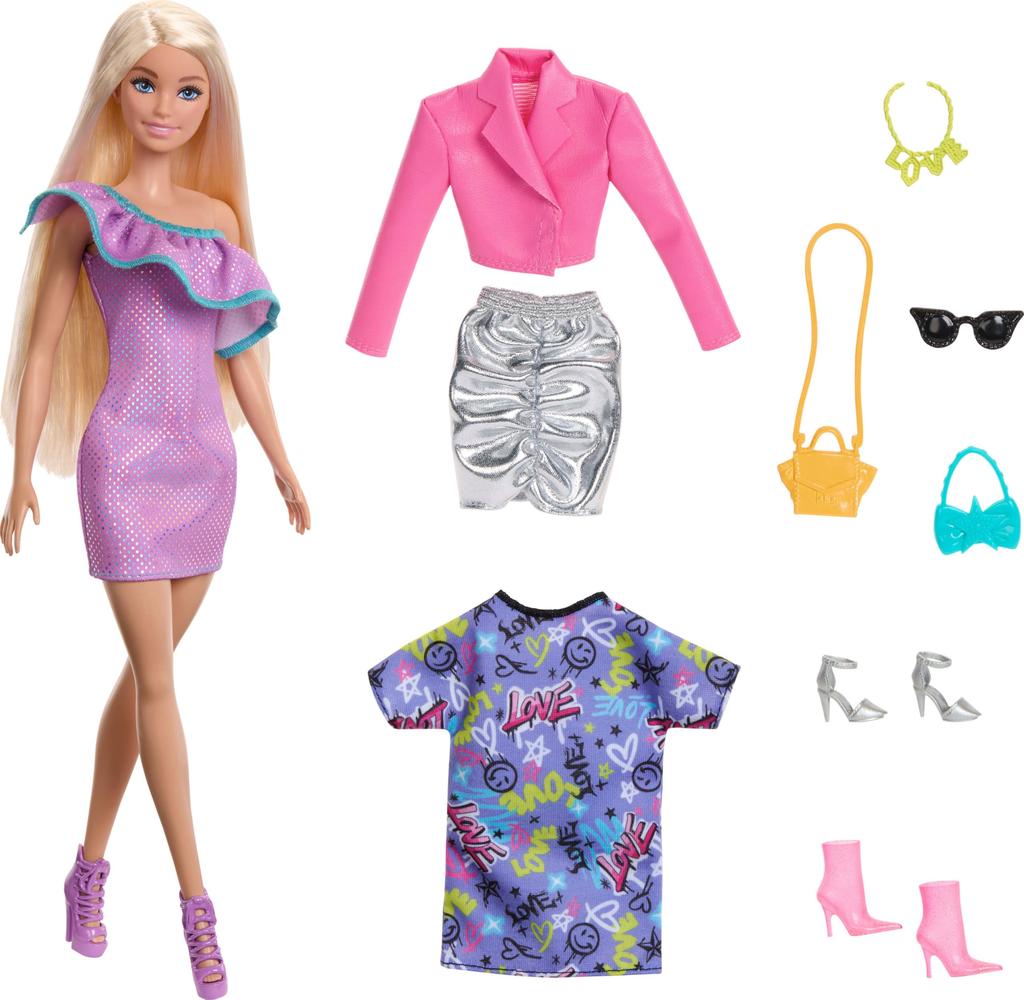 Barbie Doll Fashion Party Style Doll Pretend for Ages 3 and HYT61 & Set, Dress-Up & House, Play, Up, Pink,