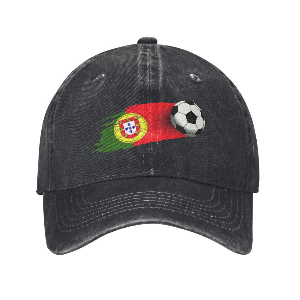 Portugal Flag Soccer Ball Baseball Cap Fashion Distressed Washed Snapback Cap Unisex Women Workouts Adjustable Fit Caps Hat