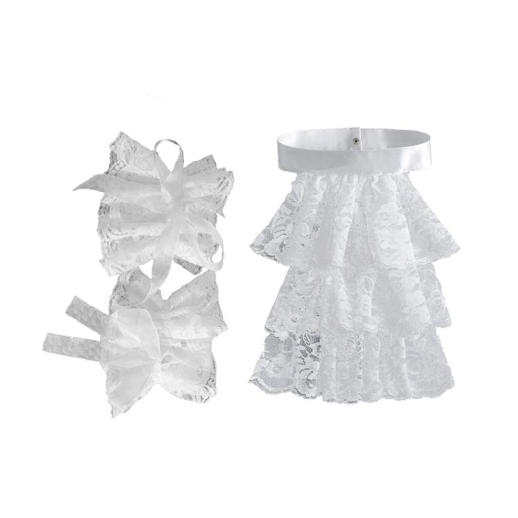 Wedding Parties Vintage Detachable Ruffled Jabot Lapel False Collar and Sleeves Cuffs Set Cosplay Costume Accessories