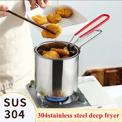 Household Creative 304 Stainless Steel Multifunction Deep Fryer with Lid Clip and Strainer Basket French Fries Pans Kitchenware