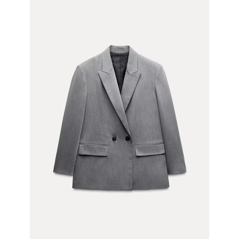 Za2025 Spring New Women's Clothing All-Matching Turn-down Collar Long Sleeve Loose Double Breasted Suit Outwear 8769901 800