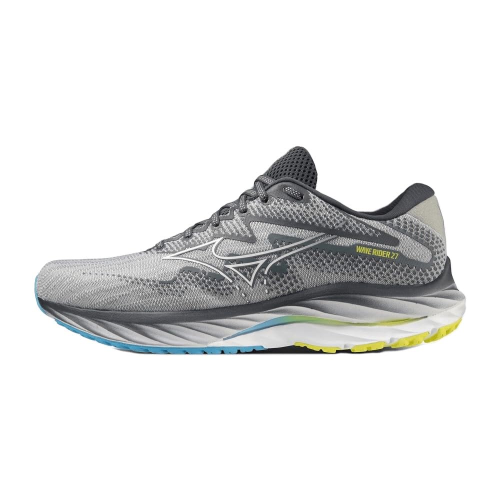 Mizuno Wave Rider 27 Running Thick Gray X White X 2E Shoes, Jogging, Marathon, Training, Sports, Lightweight, Resilient, Sole, Men's, Blue, 28.5 Cm,