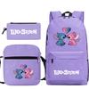 3 Piece School Backpack Set for Students Large Capacity Oxford Cloth Schoolbag with Shoulder Strap and Pencil Case