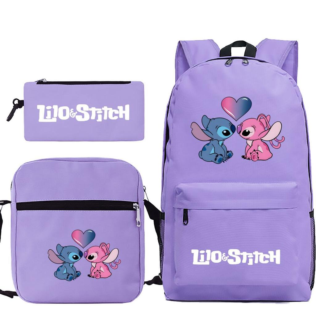 3 Piece School Backpack Set for Students Large Capacity Oxford Cloth Schoolbag with Shoulder Strap and Pencil Case