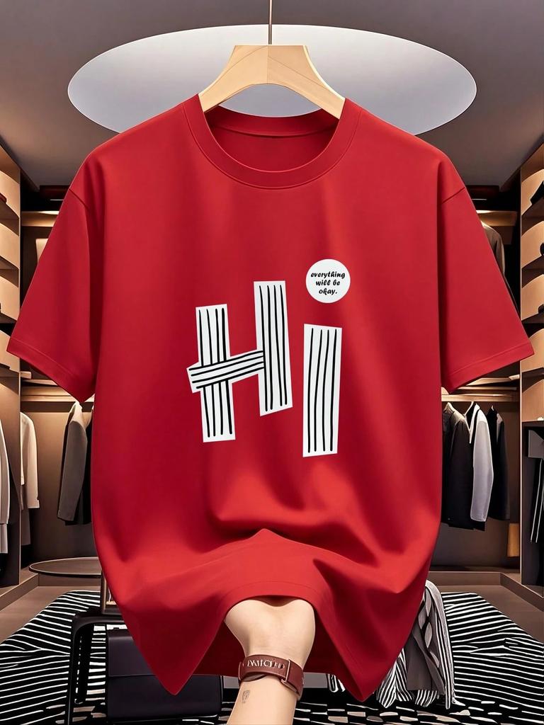 2026 Summer New Style Unisexs Pure Cotton Tshirt with Simple Letter Pattern Print Street Casual Fashion Comfortable and Soft