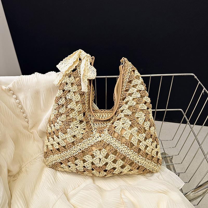 

Yogodlns модные соломенные женские сумки на плечо бумажные тканые женские сумки большой вместимости летние пляжные соломенные сумки повседневные сумки-тоут Add Ribbon хаки