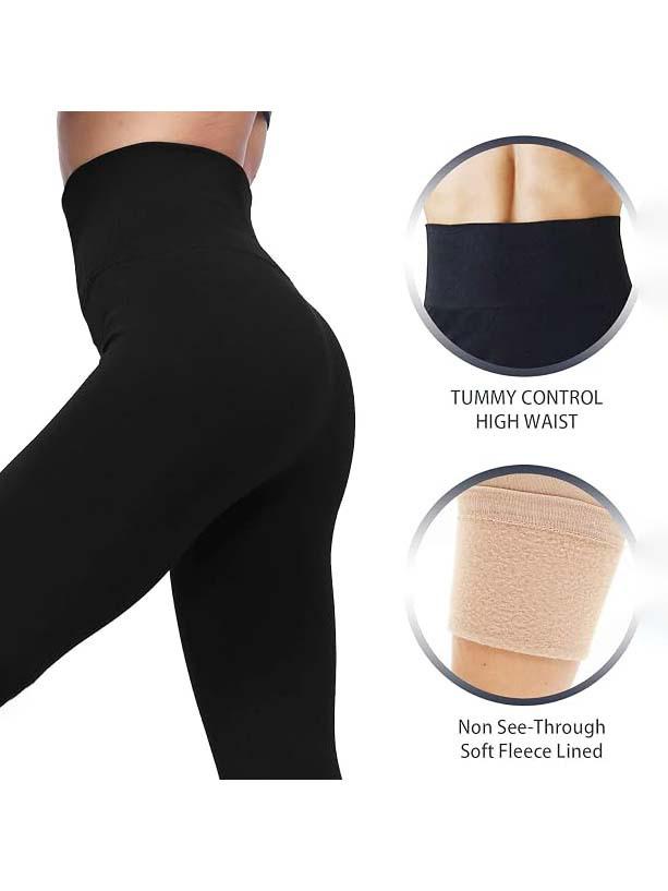 Women's High-Waisted Fleece-Lined Tummy-Control Yoga Pants for Outdoor Fitness and Running