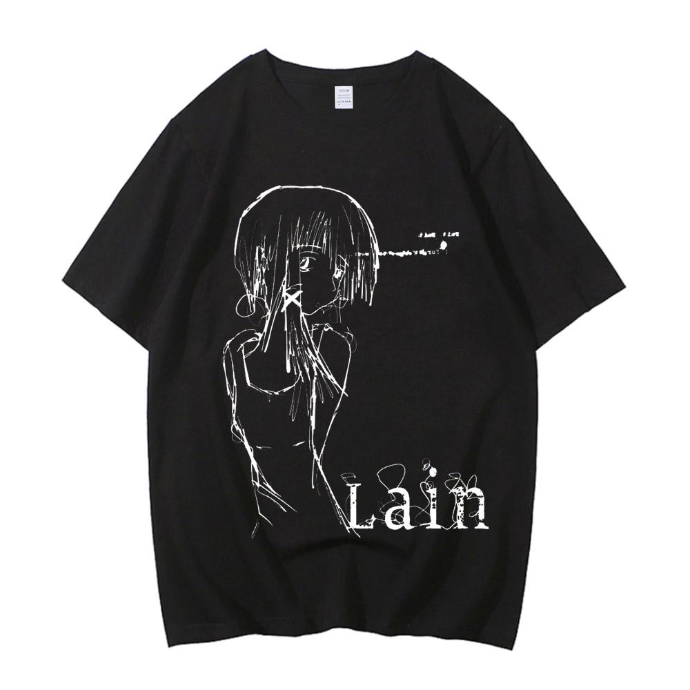 Lain Graphic Print High Quality Unisex T-shirt Short Sleeve Street Fashion Trend Clothing Street Style Top Tees