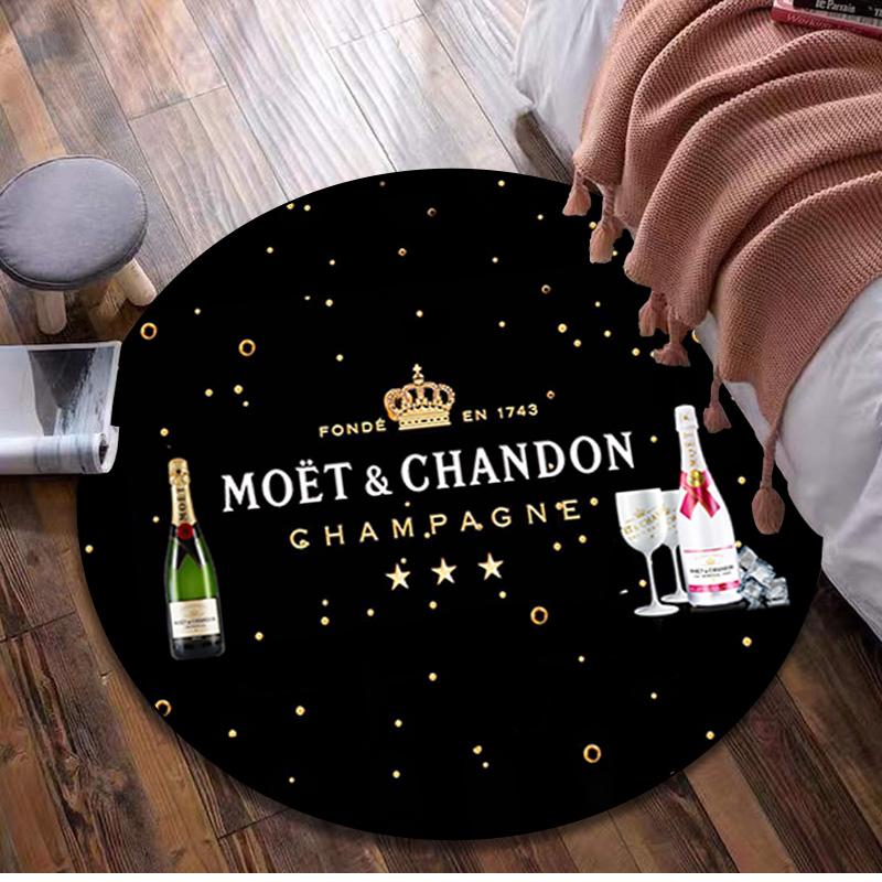 1Pc Moet Chandon champagne Circular Print Rug - home decoration Carpet For Living Room Bedroom Flooring Computer Chair Area Rug