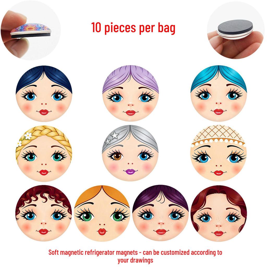 Healing Russian Nesting Doll Magnet: Crystal Glass Soft Whiteboard Sticker Home Decor.