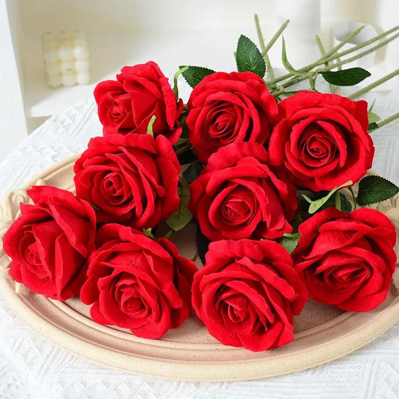 100 pezzi di bouquet di fiori di rosa di seta di velluto artificiale dall'aspetto reale rose finte centrotavola per matrimoni a casa decorazioni per feste
