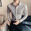 British Style Men Dress Shirts Long Sleeve Business Formal Wear Slim Fit Casual Office Shirt