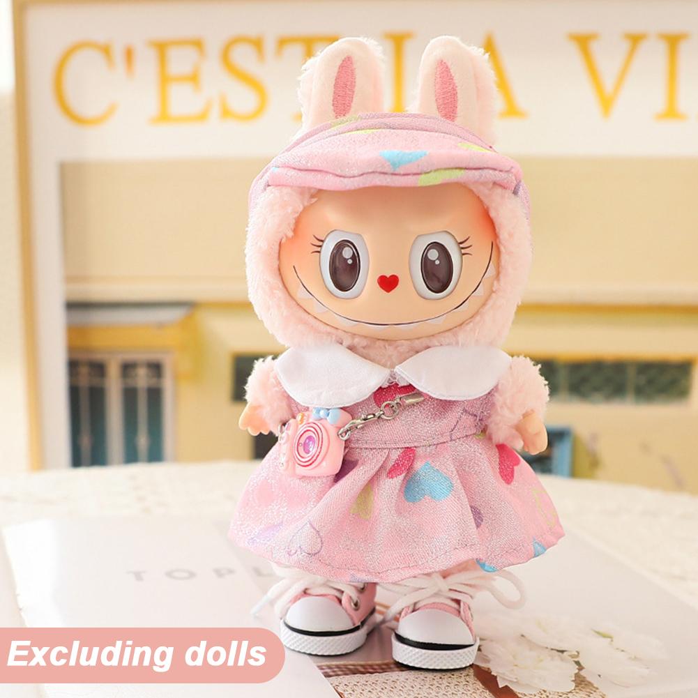 For 17cm Labubu Doll Clothes Fashion Dress Doll Clothes Color Match Hoodies Dolls Accessories Cute Decoration Little Clothes