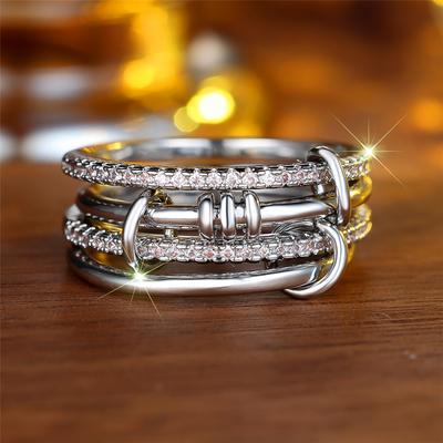 White Zircon Female Luxury Stone Engagement Ring Set Vintage Silver Color Bridal Sets Wedding Bands Party Jewelry For Women