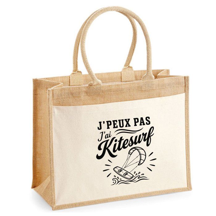 Sac cabas - PLANETEE - J'peux pas minimaliste - toile de jute et coton - 21 L (43×33×21 cm) - illustration au trait