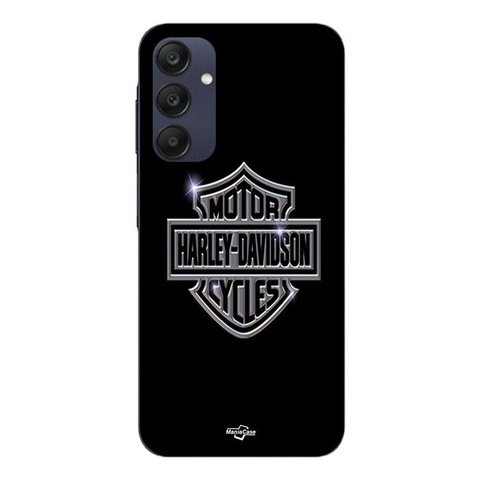 Case For Samsung Galaxy A25 Harley Davidson Logo Motor Sycles Gray Front Black Maniacase