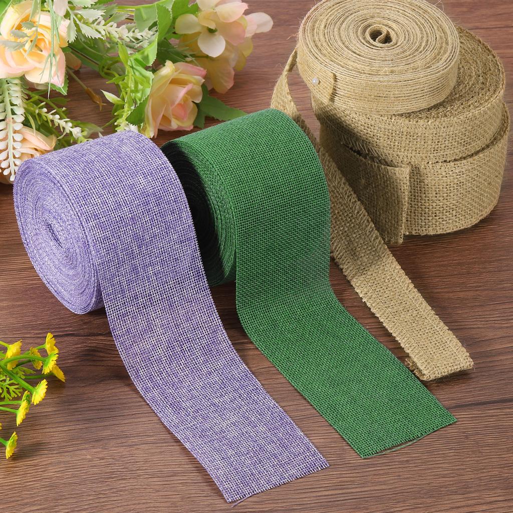10 Yards Natural Burlap Ribbon Jute Burlap Wired Ribbon Rustic Ribbon for DIY Sewing Crafts Gift Decor 25/30/50/80/100/150/200mm