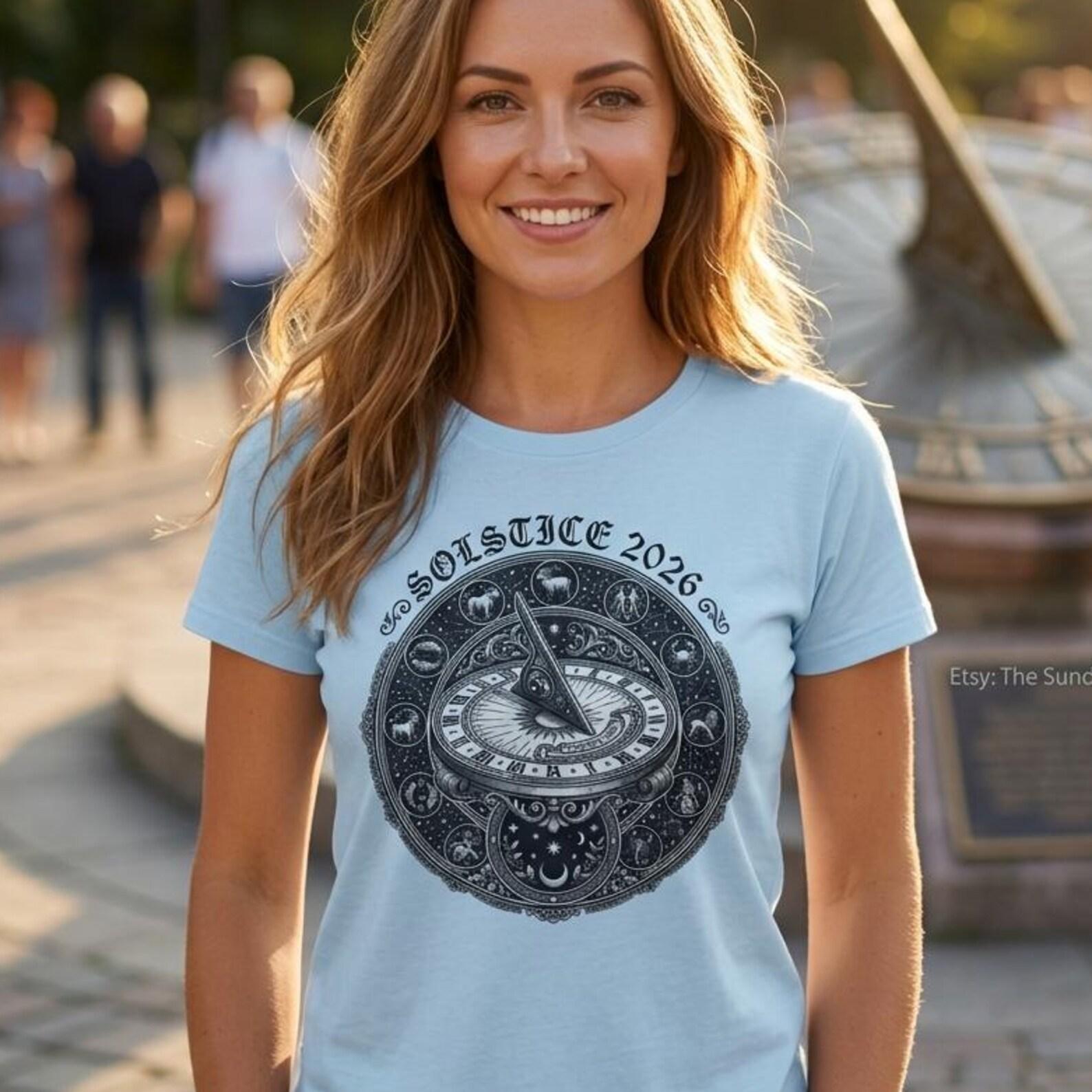 Solstice Compass Tee Nautical Illustration Shirt Summer 2026 Astrology Top 4XL