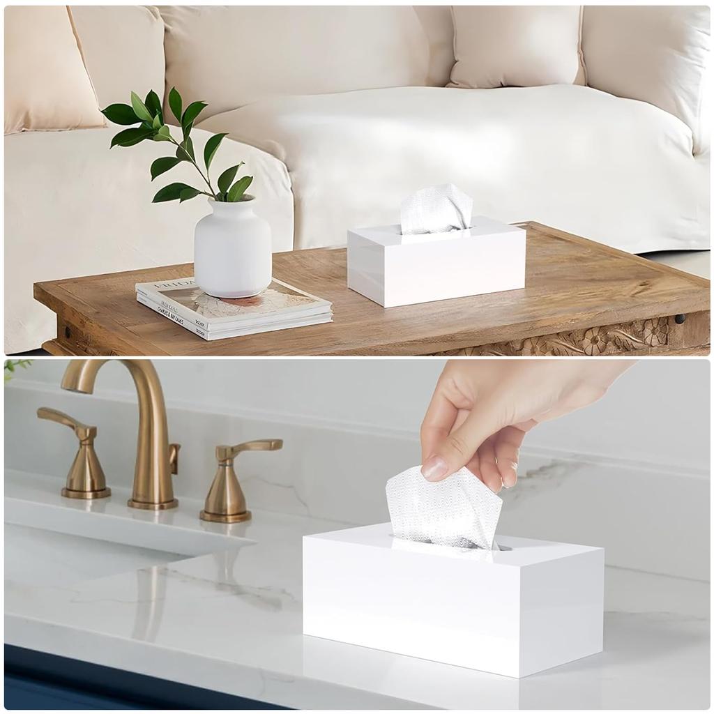 Akryl Tissueboxskydd Tissueboxskydd Rektangulärt Vitt Tissueboxhållare för Badrum Kök Sovrum Kontor