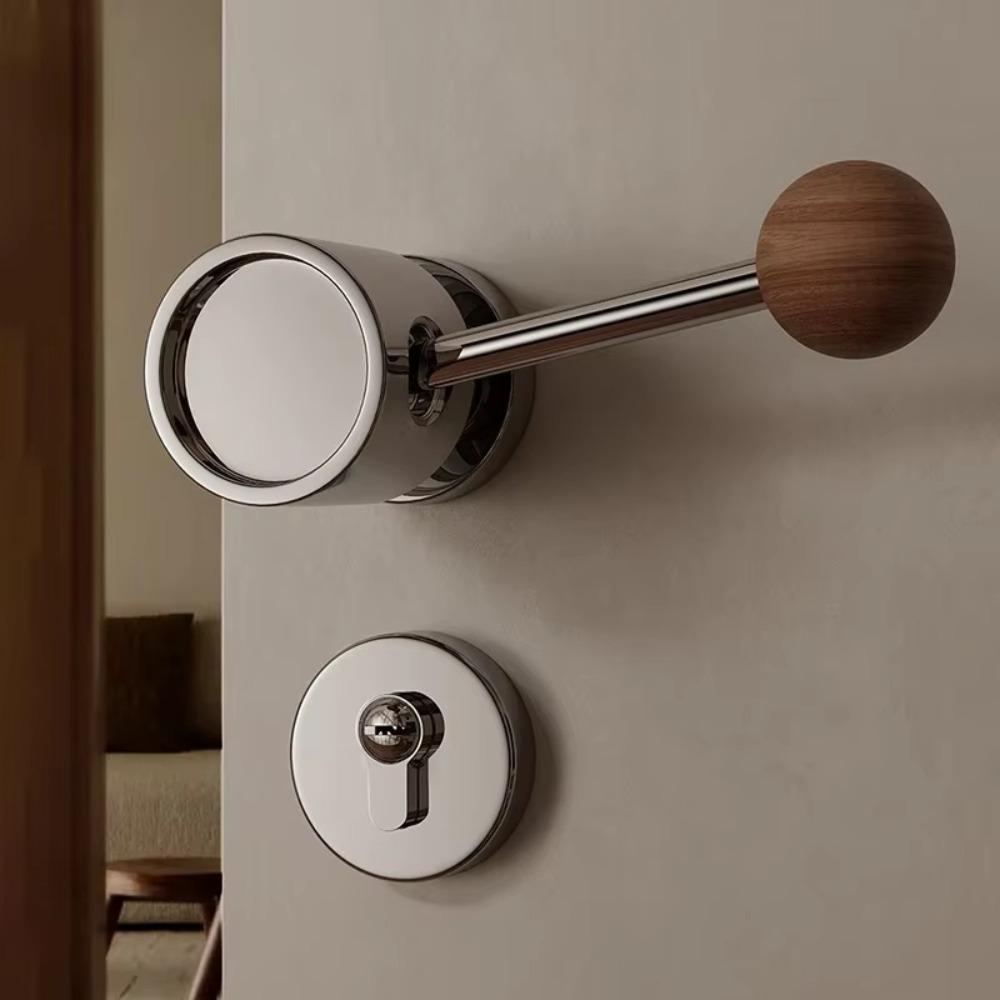 Black Walnut Vintage Door Lock Creative Design Modern Door Knob Security Door Bar  Bedroom Use