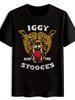 T-shirt Black with Roaring Leopard Print - "IGGY and the Stooges" Graphic