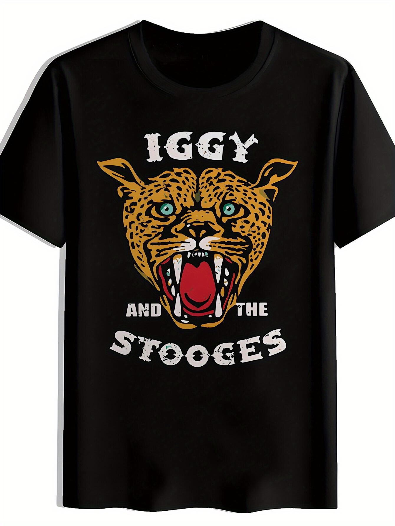 T-shirt Black with Roaring Leopard Print - IGGY and the Stooges Graphic M