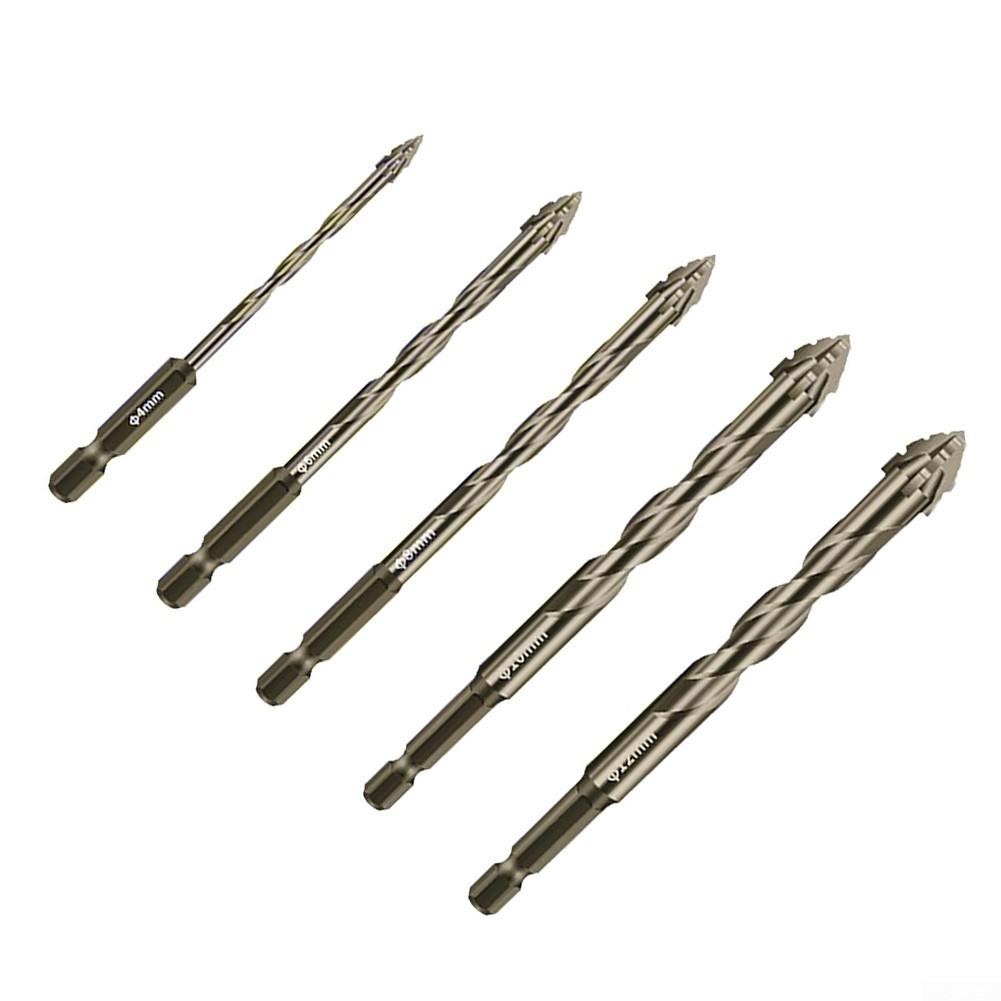 5pcs Eccentric Drill Bit,4 Edge Masonry Drill Bits Set,For Concrete Glass Brick.