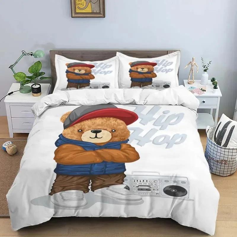 Bärenmuster Digitales Bettwäscheset Einzelbett Twin Full Queen King Size Polyester Schlafzimmer Bettbezug Aldult Kinder Steppdeckenbezug Set