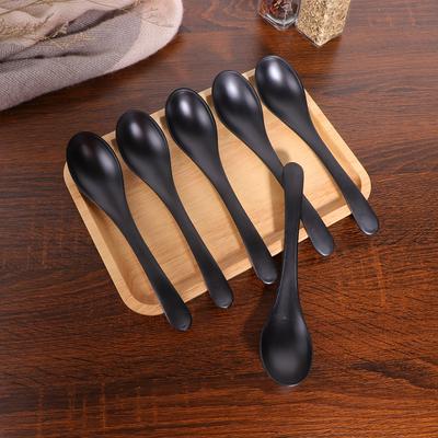 6 Piezas Cuchara de Sopa Negra Cubiertos Pulidos Hechos a Mano Diseño Simple Elegante para Ocasiones Diarias y Especiales Vajilla