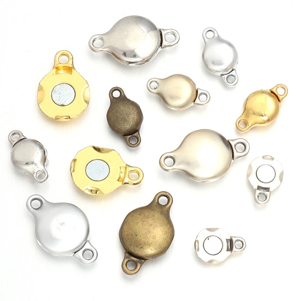 5pcs Alloy Strong Magnetic Clasps Flat Round End Clasps Buckles Connectors For Jewelry Making DIY Necklace Bracelets Accessories