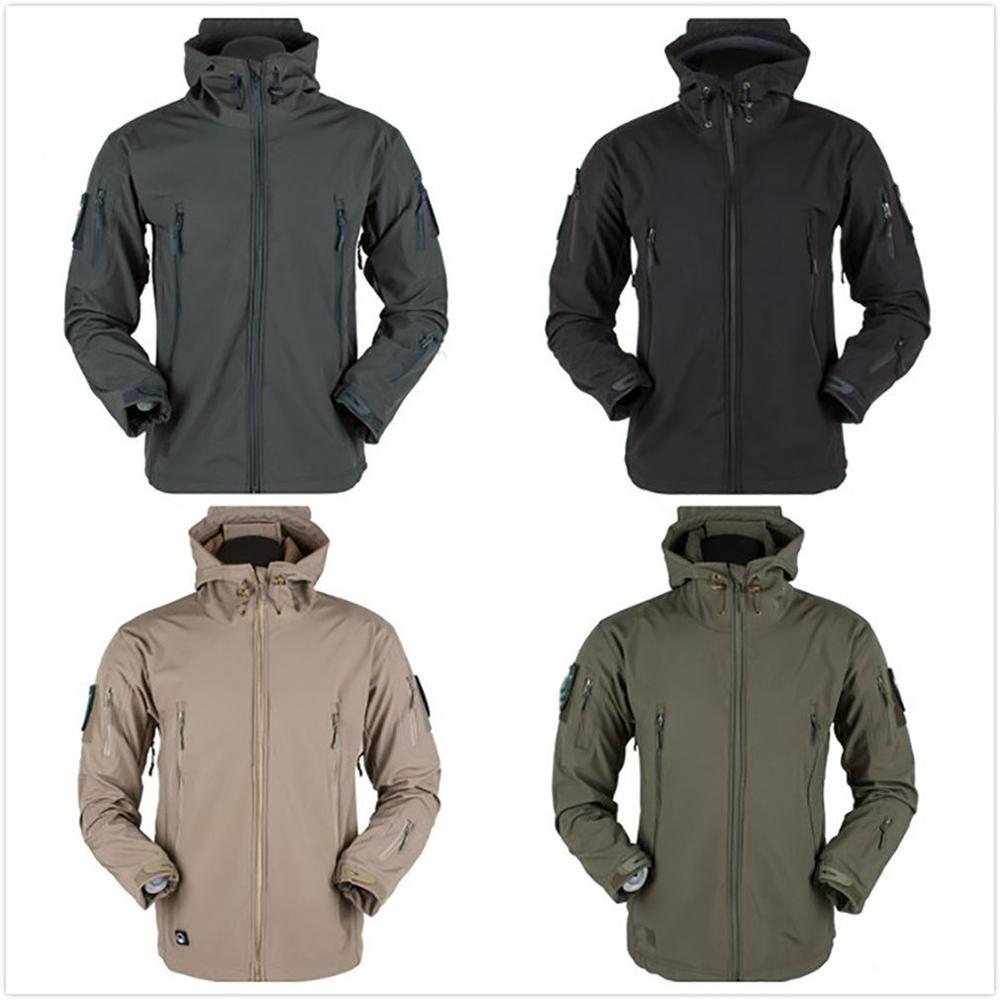 Pánská bunda Outdoor Soft Shell Fleece Větruodolná Vodotěsná Prodyšná A Termální S Kapucí
