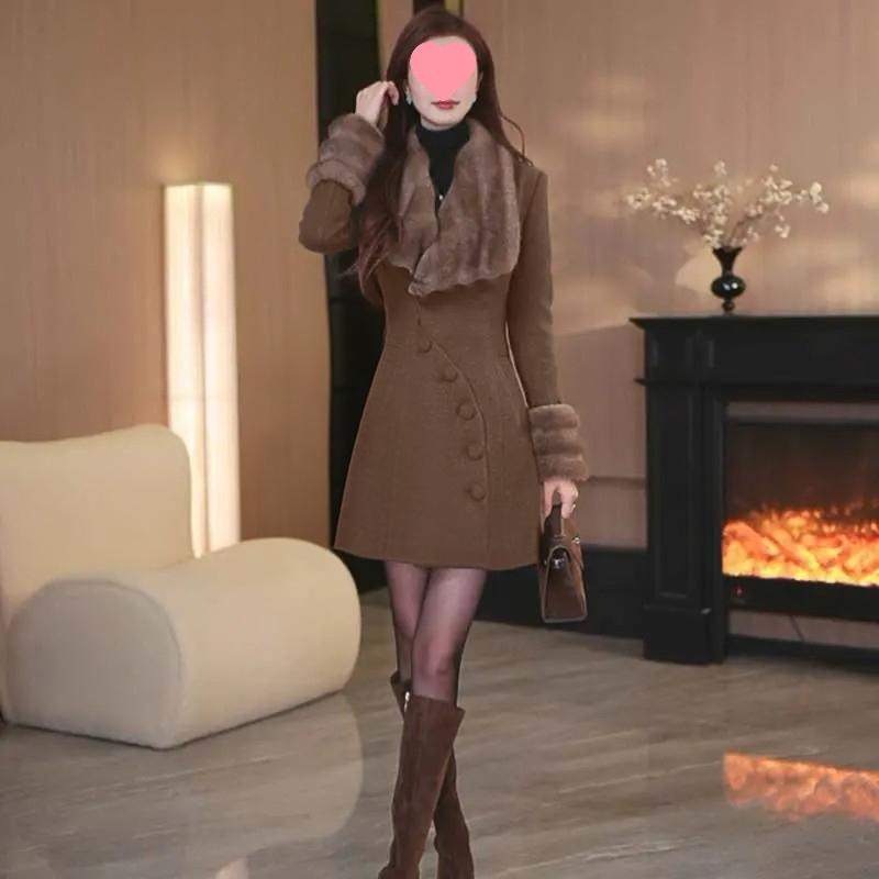 

Hepburn Style Women s Waist-Cinched Short Coat - Elegant Autumn/Winter Slimming Design XL (120-130 kg) - Ships in 15 days
