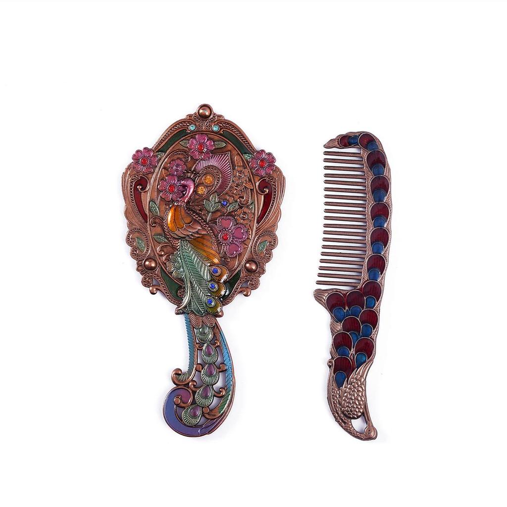Vintage Russische Prinses Handspiegel & Kam Set