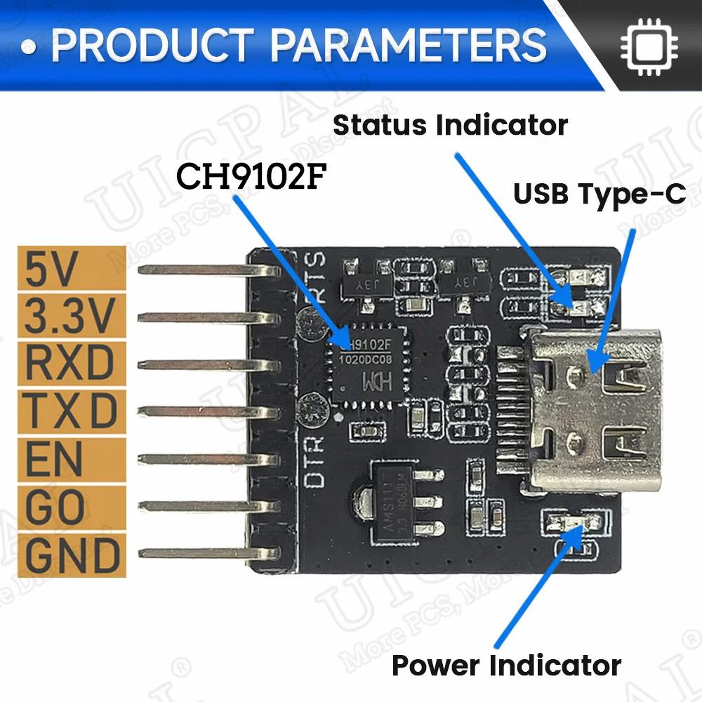 CH9111F Downloader Module Chip Serial Port Download 7Pin Program Burning for ESP11 MINI TYPE-C USB to UART RS111 RS181