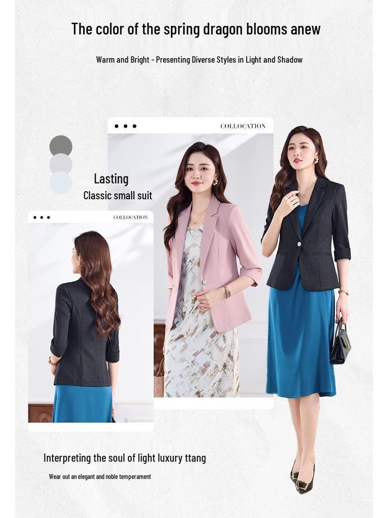 2026 Spring/Summer Women's Mid-Sleeve Blazer - Slim Fit, Professional Formal Workwear