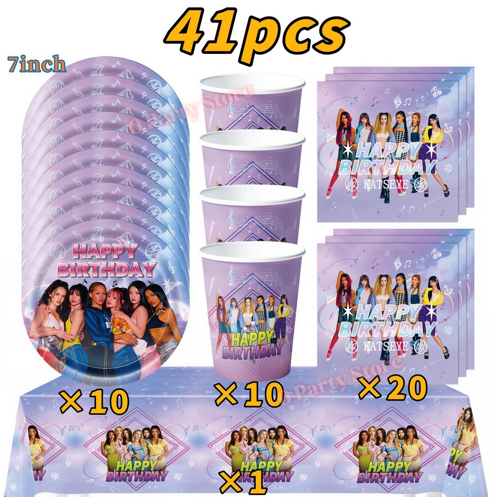 Kpop K&Katseye Birthday Party Decoration Plate Cup Banner Balloon for Girl Party Favor Idol Fans Gift Baby Shower Event Supplies